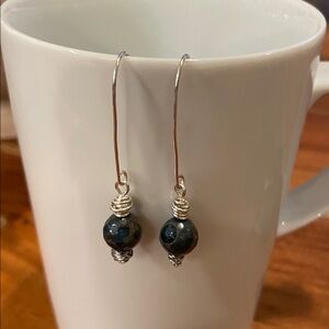 Silver and Blue Dangle Earrings